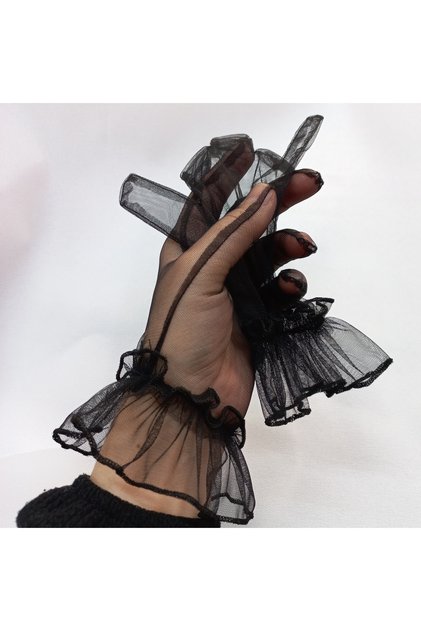 Bella evening dress bridal gloves short black