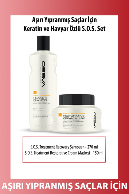Aşırı Yıpranmış Saçlar Keratin Ve Havyar Özlü Acil Kurtarma S.o.s.saç Bakım Seti(270 ML 150 ML)