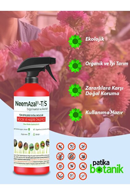GüçlüTedarik 1 LT NeemAzal T/S Organik Böcek Kovucu Haşere