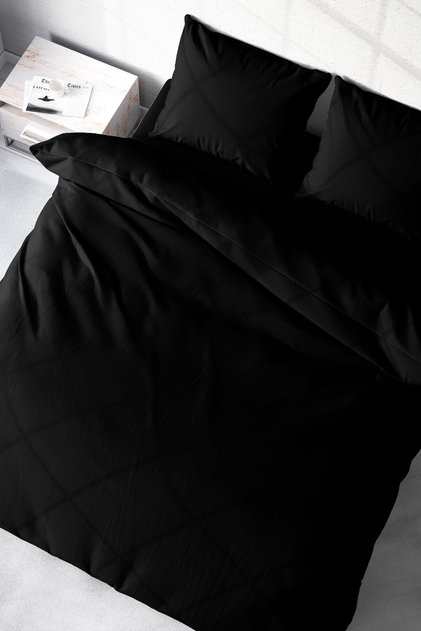 King Size Black Lux Cotton Ranforce Double Duvet Cover Set 220X240Cm