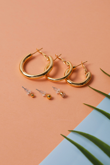 Women's Ring and Ball Model Bijouterie Earrings