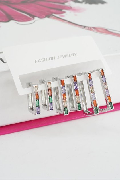 Women's Vip Series Mix Color Baguette Zircon Stone 6-Piece Earring Set
