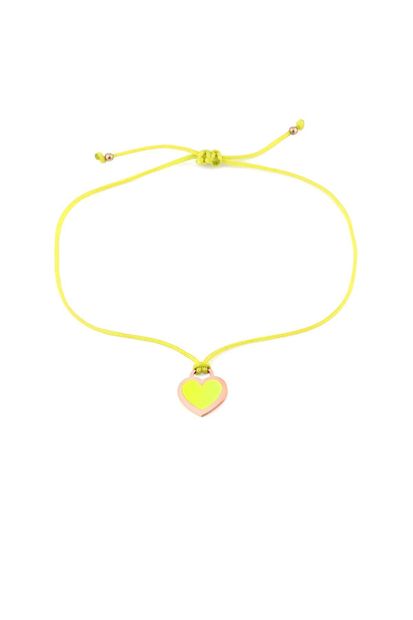 MySilvers Sarı Neon Kalp Ipli Gümüş Halhal - 1