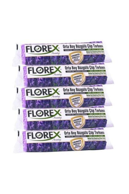 Büzgülü Lavanta Kokulu Orta Boy Çöp Torbası 5 Adet Mor 55 x 60 cm
