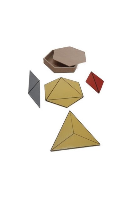 Montessori Constructive Triangles Large Hexagonal Box | Wooden Geometry and Construction Material | Mathematics Materials | Wooden Toy | Preschool Educational Materials