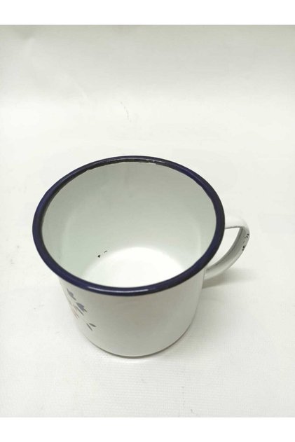 Beyaz Emaye Kulplu Bardak 850 ml