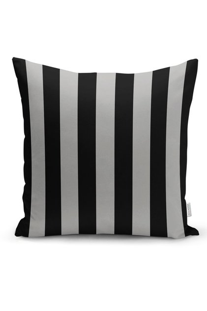 Gray Black Straight Line Printed Special Design Throw Pillow Cover