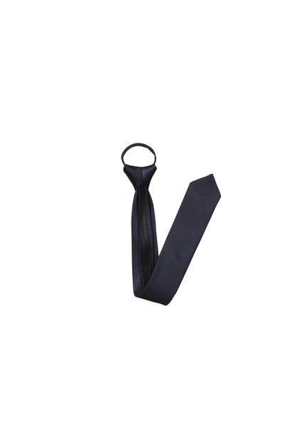 Men's Navy Blue Eyelet Patterned Zippered Tie