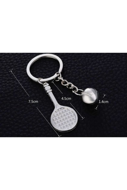 Tennis Racket And Ball Keychain Stainless Keychain