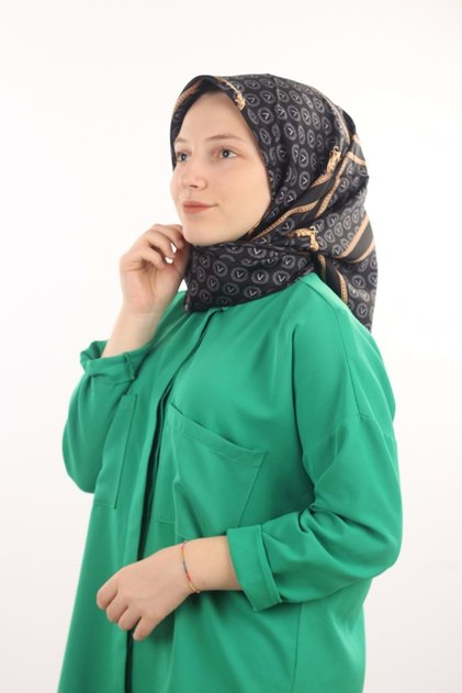 Women's Black Twill Silk Scarf