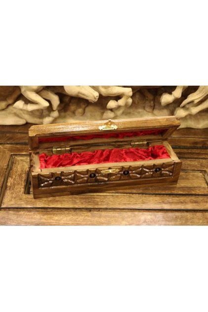 Walnut Geometry Rosary Pencil Case 4x14 Cm