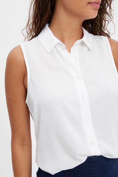 DeFacto Kadın Beyaz Kolsuz Gömlek L5001AZ.19HS.WT34 - 3