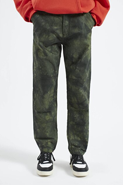 Pull & Bear Yeşil Batik Pantolon - 2