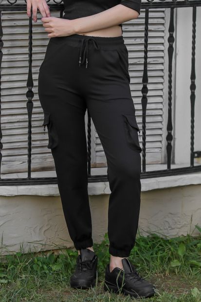 Chiccy Kadın Siyah Casual Kargo Cepli Pantolon M10060000PN99041 - 1
