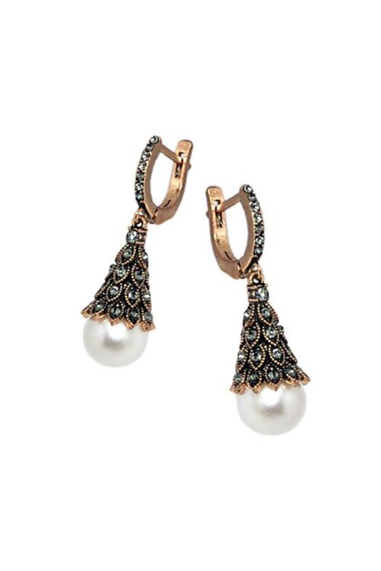 Valentine's Day Gift Drop Stone Diamond Mounted Pearl Earrings