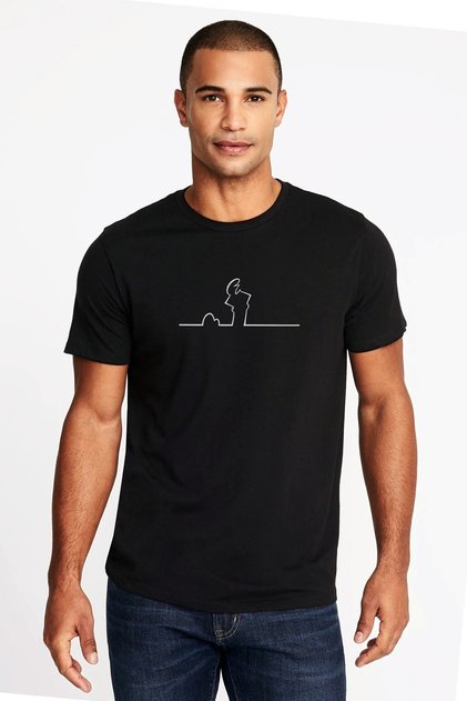 Trt Linea Bay Meraklı Printed Black Men's Knitted Tshirt T-shirt T-Shirt T Shirt