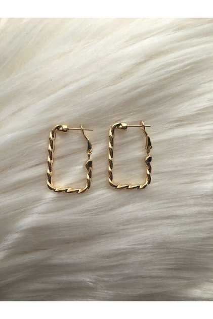 Rectangle Twisted Round Hoop Earrings Italian Interlocking Quality Earrings