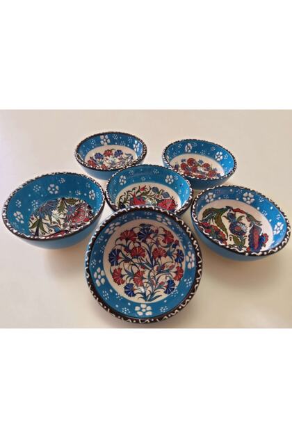 Handmade Ceramic 6-Piece Bowl Set (BLUE)