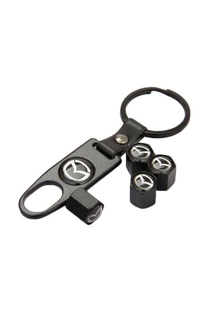 Mazda 626 Stainless Steel Valve Cap and Keychain Set