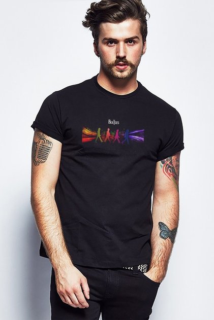 George Harrison Metal Rock Music Printed Black Men's Knitted T-shirt T-shirt T-shirt