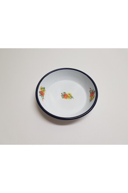 Kırmızı Güllü Sarı Çiçekli Çinko Sahan Çap 17 Cm Beg_2994