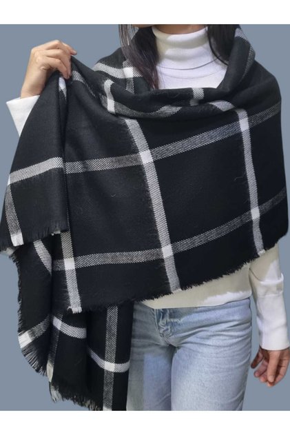 Women's Soft Wool Textured Patterned Shoulder Shawl Scarf