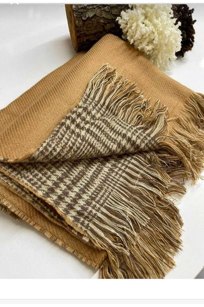Women's Winter Plaid Wool Shawl - Double-Sided Shoulder Shawl / Oversized Blanket Shawl 70X190Cm