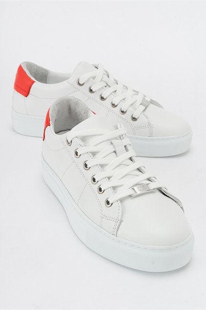 AYVERIE White Genuine Leather Women's Sneakers
