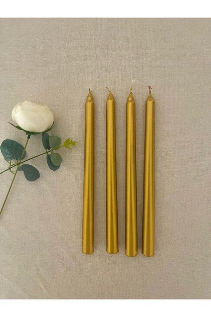 4lü Gold Sedefli Renkli Şamdan Mumu