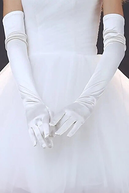 Guanti Lunghi Da Sera In Seta Di Latte Per Donna, Opera, Matrimonio, Festa, Costume, Unica Misura - Foto 2