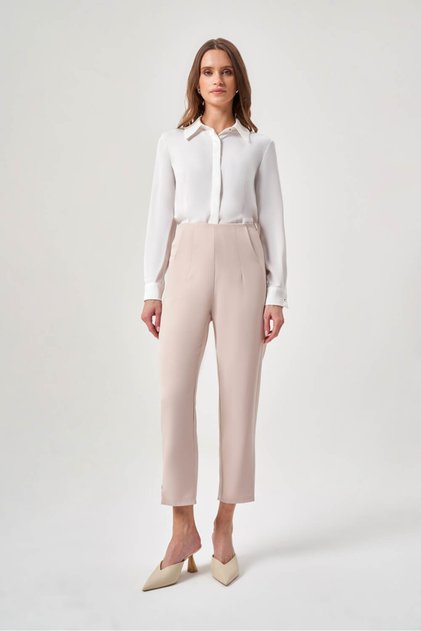 Basic Beige Trousers with Darts