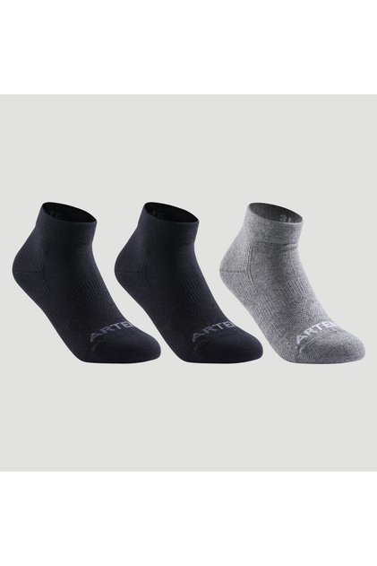 Çocuk Orta Boy Konçlu Spor Çorabı - 3 Çift -siyah / Gri - Rs160