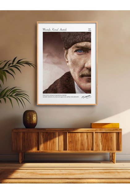Single Framed Ataturk Portrait Poster Painting Ata013