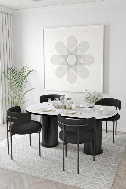 Avvio Miranda Bohem Lake Mdf Ayak 80x140 Oval Yemek Masası Mutfak