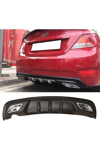 Hyundai Accent Blue Uyumlu Difüzör Difizör Siyah + Kare Egzoz Görünüm C Tip 2010 - 2018