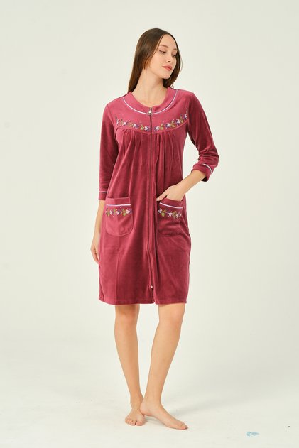 Rochie de damă din catifea din bumbac cu fermoar