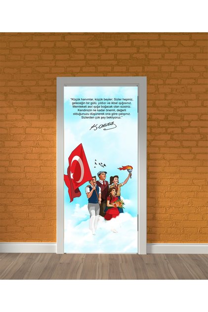 Atatürk Anaokul Kreş Ilkokul Ortaokul Anasınıfı Lise Kapı Giydirme Sticker Folyo