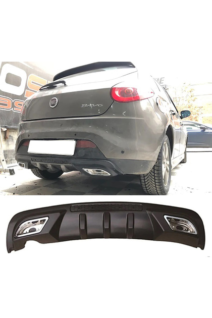 Fiat Bravo Uyumlu Difüzör Difizör Siyah + Kare Egzoz Görünüm C Tip 2006-2016