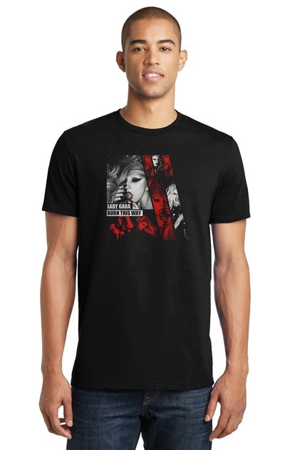 Oerzrpd Lady Gaga Music Music Printed Black Men's Knitted Tshirt