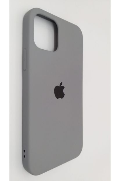 Pirok Store Iphone 12 Pro 6.1 Gri Içi Kadife Logolu Silikon Kılıf - 1