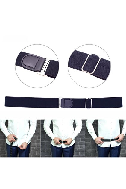 Unisex Black Elastic Thin Shirt Holder Belt