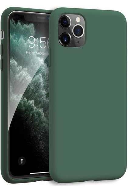 iPhone 12 Pro Case Launch Velvet Soft Textured Liquid Silicone Green