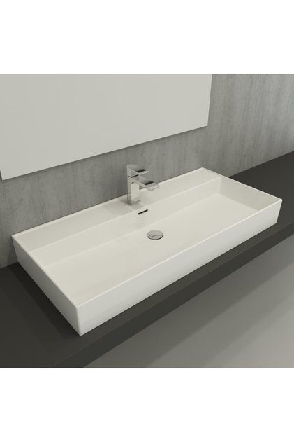 Milano Tezgah Üstü Lavabo 100 Cm Parlak Beyaz 1378-001-0126