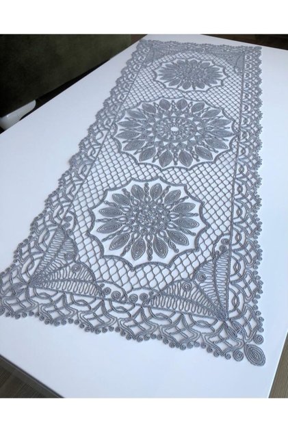 Honeycomb Pattern Anglez Cord Embroidered Tulle Runner