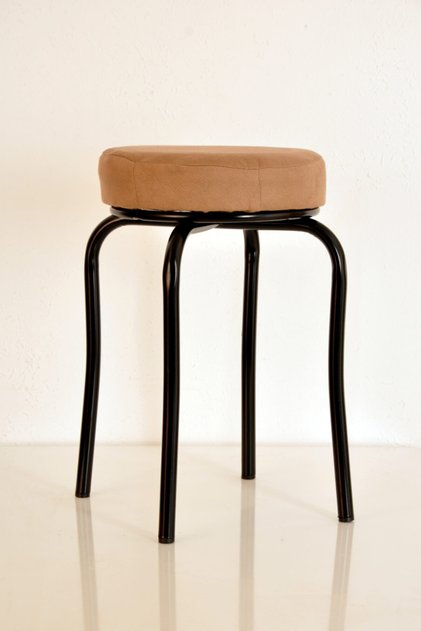 4 Pieces Brown Thai Feather Black Profile Stool Metal Stool Kitchen Stool Thick Stool