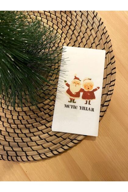 Yeni Yıl Noel Çifti Baskılı Sunum Peçetesi 16'lı