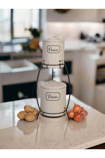 2 Layer Metal Potato Onion Bucket - Crisper - Potato Onion Basket