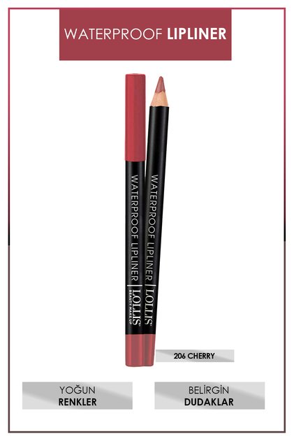 Waterproof Lipliner Dudak Kalemi Suya Dayanıklı - 206 Cherry