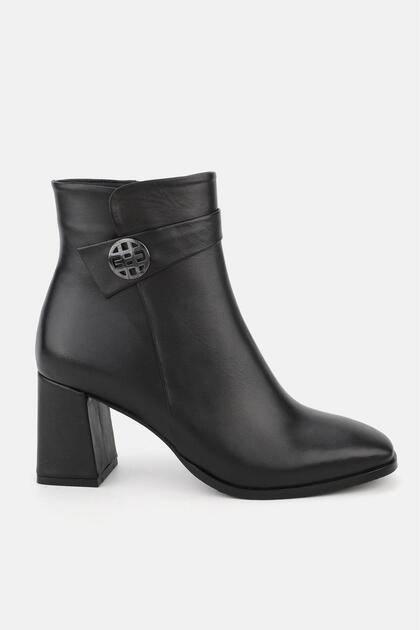 Women's Black Genuine Leather Size 35-41 Heeled Boots & Booties