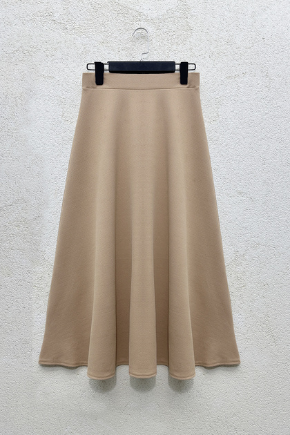 Lycra Crepe Fabric Kiloş A-Line Skirt - Mink